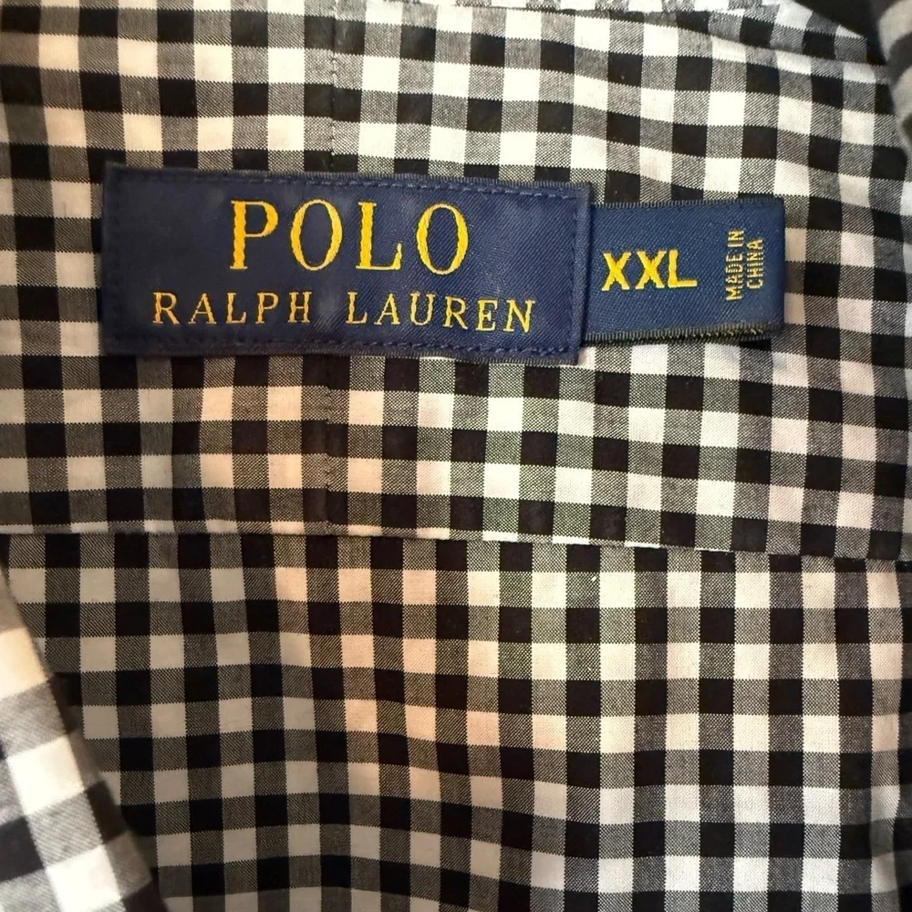 NWOT Polo Ralph Lauren Black and White Checker Button Down in XXL - Picture 4 of 8